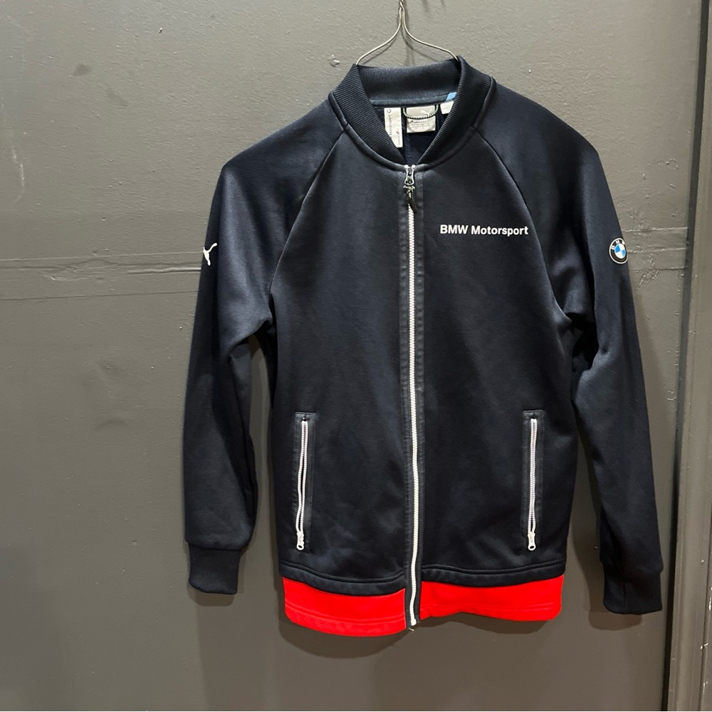 BMW Motorsport Jacket Black and Red with Standing Collar Blue Unisex Full Zip